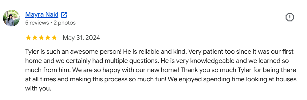 Ravensdale buyer Google Review for Tyler Freed